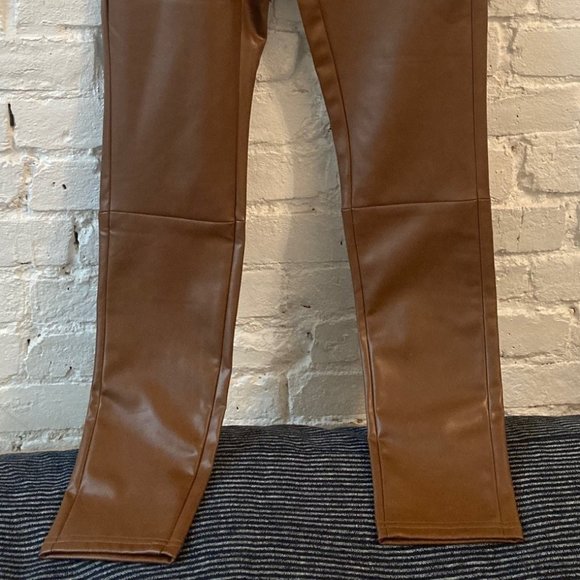 NWOT~7 for Mankind Vegan Leather Slim Pant In Brown~Size SMALL - Picture 2 of 6